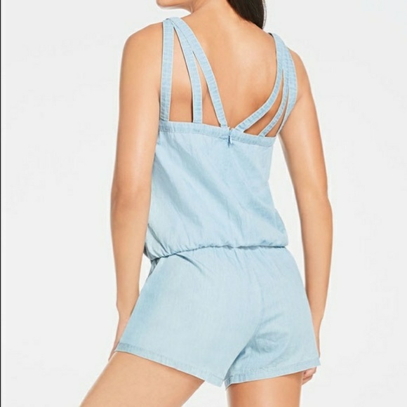 Fabletics Liza Romper In Light Blue Chambray - Picture 2 of 7